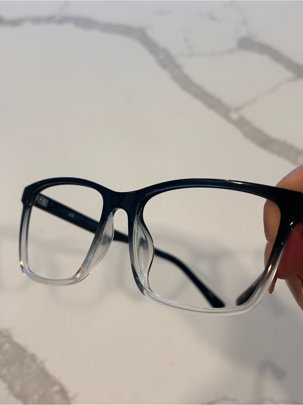 Joseph Abboud Men’s Square Eyeglass Frames in Black and Clear Gradient Fade - Picture 5 of 9